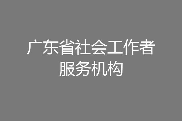 广东省社会工作者服务机构