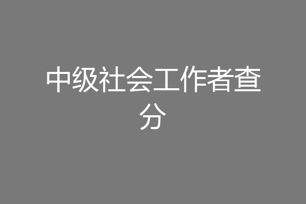 中级社会工作者查分