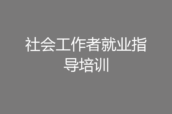 社会工作者就业指导培训