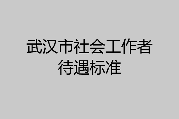 武汉市社会工作者待遇标准