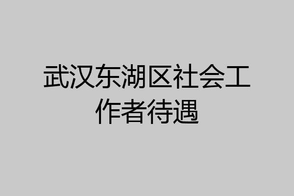 武汉东湖区社会工作者待遇