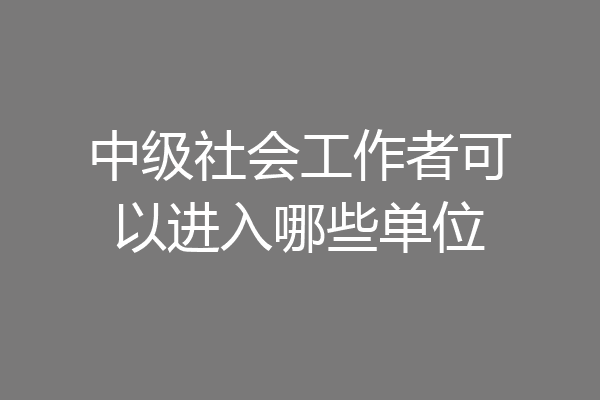 中级社会工作者可以进入哪些单位
