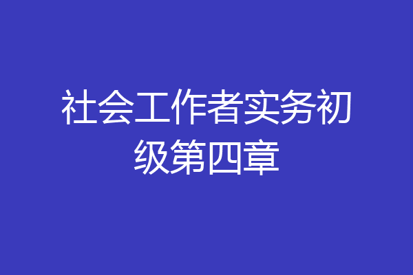 社会工作者实务初级第四章