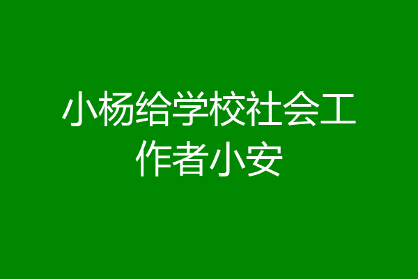小杨给学校社会工作者小安