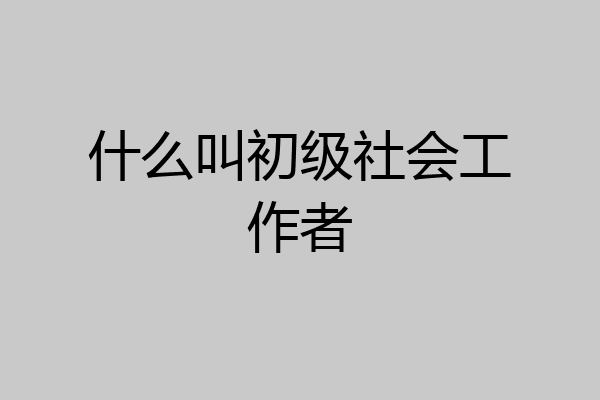 什么叫初级社会工作者