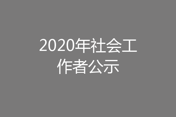 2020年社会工作者公示