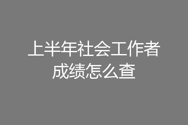 上半年社会工作者成绩怎么查