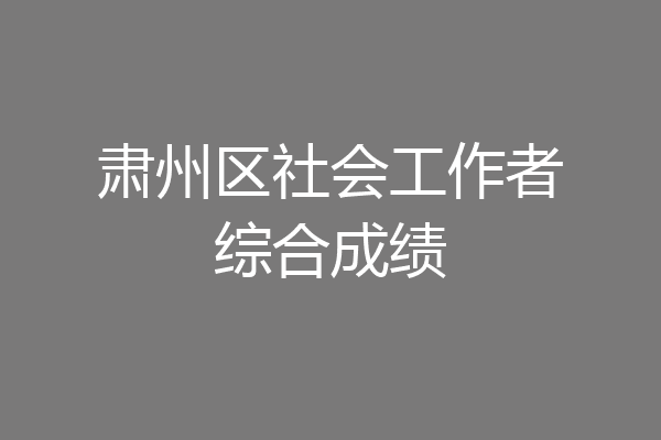 肃州区社会工作者综合成绩