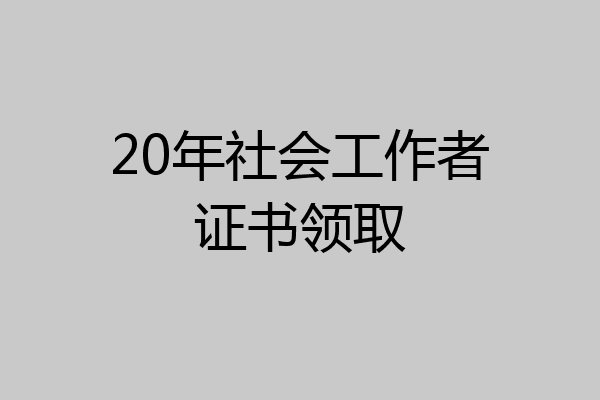 20年社会工作者证书领取