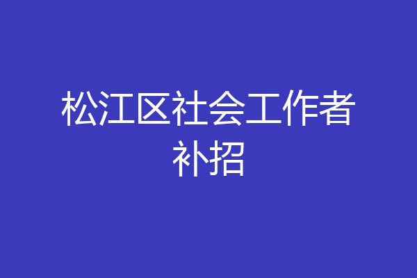 松江区社会工作者补招