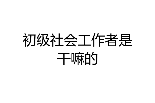 初级社会工作者是干嘛的