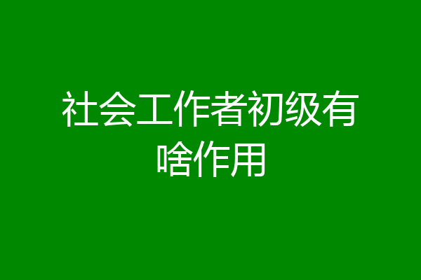 社会工作者初级有啥作用