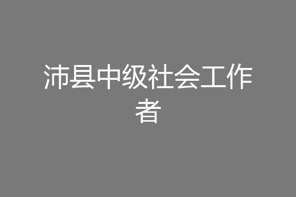 沛县中级社会工作者