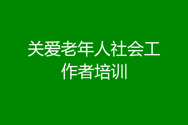 关爱老年人社会工作者培训