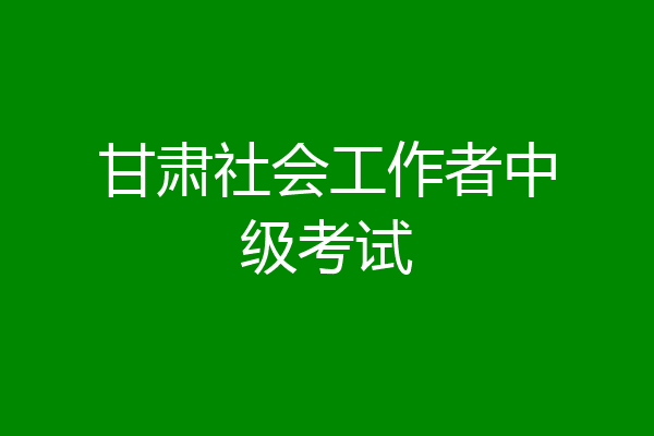 甘肃社会工作者中级考试