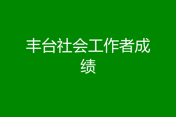 丰台社会工作者成绩