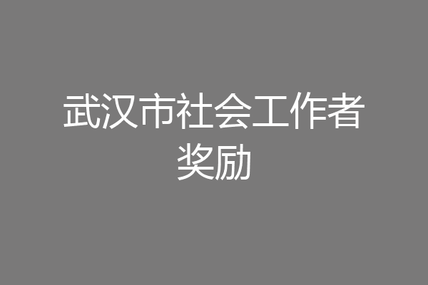 武汉市社会工作者奖励
