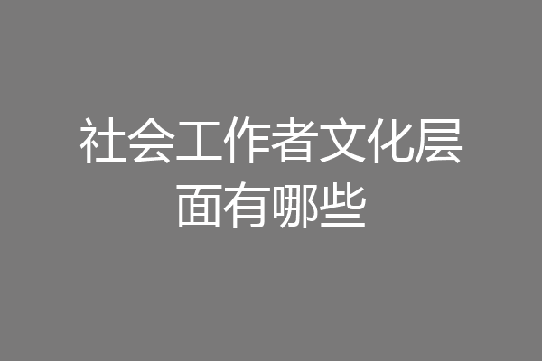 社会工作者文化层面有哪些