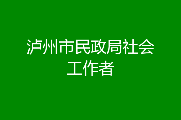 泸州市民政局社会工作者