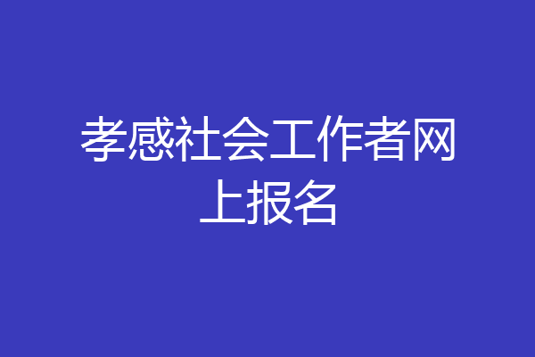 孝感社会工作者网上报名