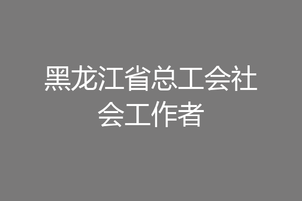黑龙江省总工会社会工作者