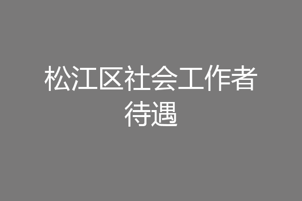 松江区社会工作者待遇