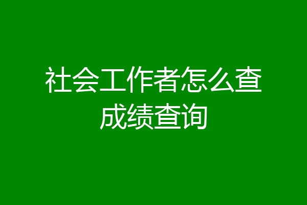 社会工作者怎么查成绩查询