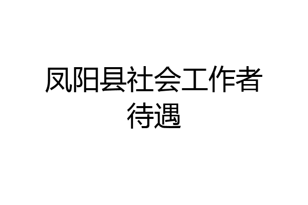 凤阳县社会工作者待遇