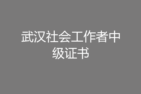 武汉社会工作者中级证书