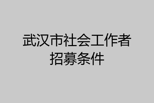 武汉市社会工作者招募条件
