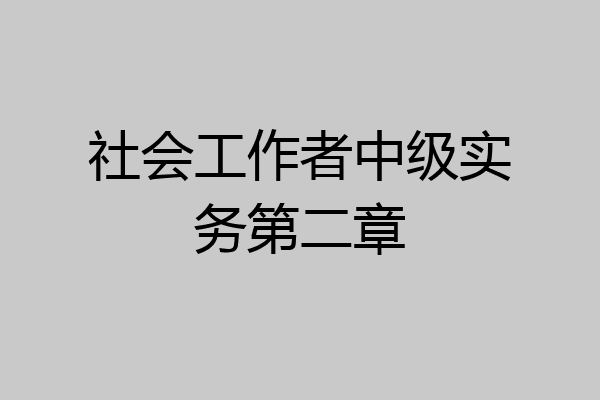 社会工作者中级实务第二章
