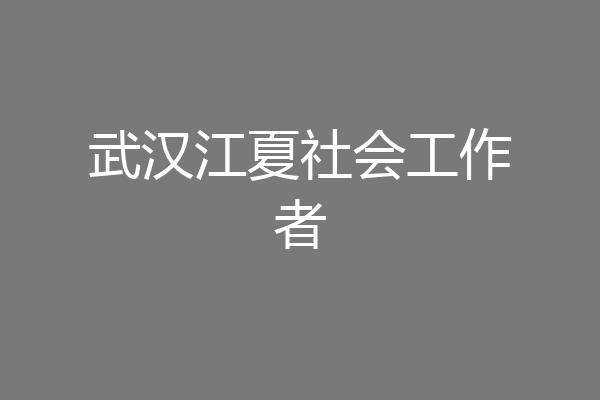 武汉江夏社会工作者