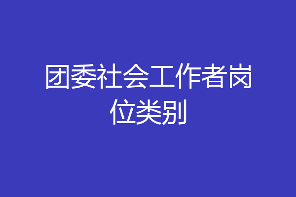 团委社会工作者岗位类别