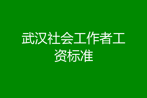 武汉社会工作者工资标准