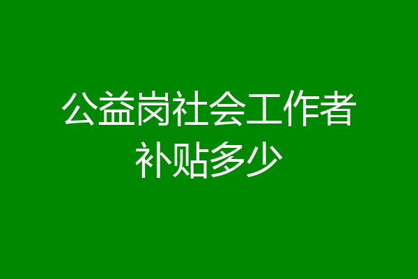 公益岗社会工作者补贴多少