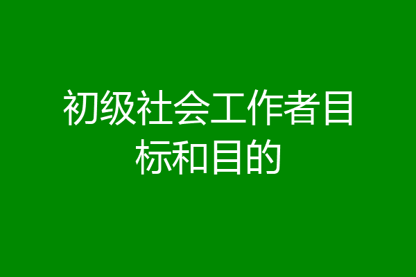 初级社会工作者目标和目的