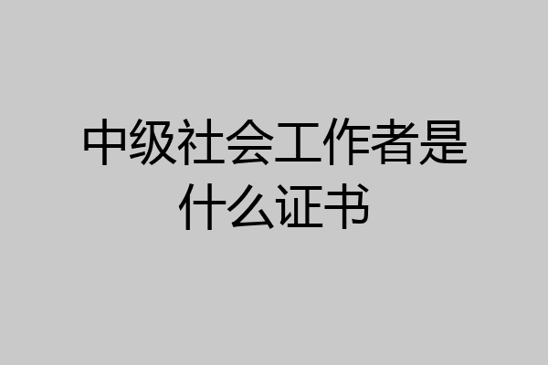 中级社会工作者是什么证书