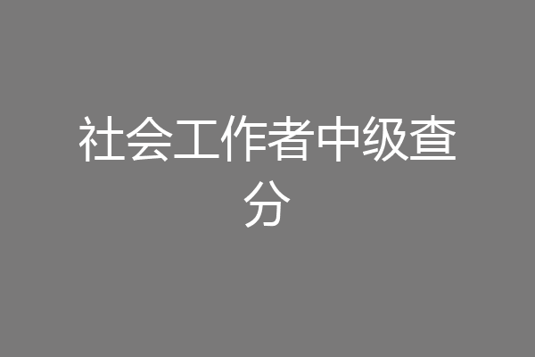 社会工作者中级查分