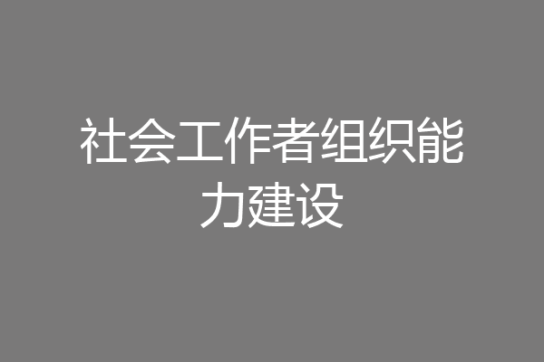 社会工作者组织能力建设