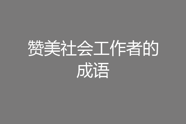 赞美社会工作者的成语