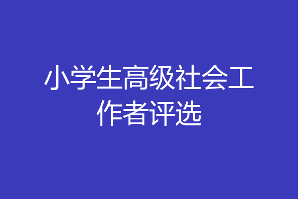 小学生高级社会工作者评选