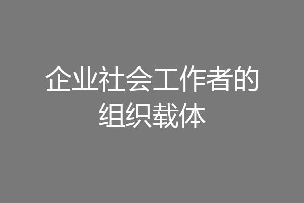 企业社会工作者的组织载体