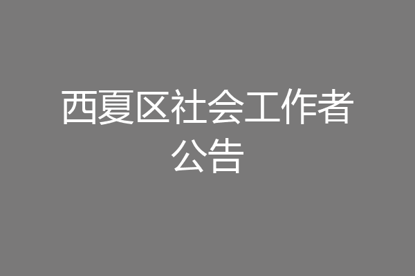 西夏区社会工作者公告