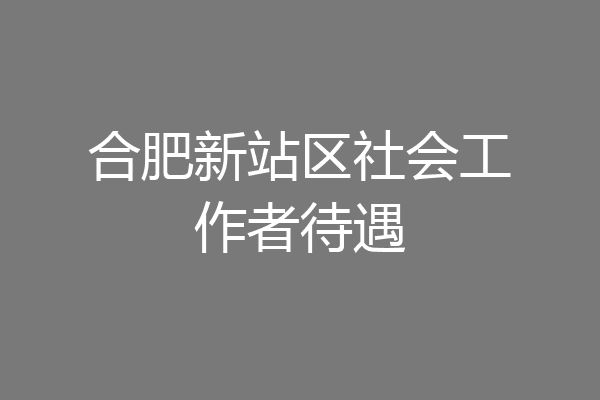 合肥新站区社会工作者待遇