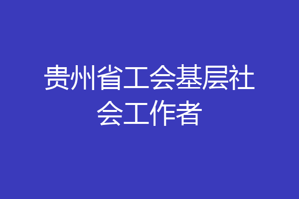贵州省工会基层社会工作者