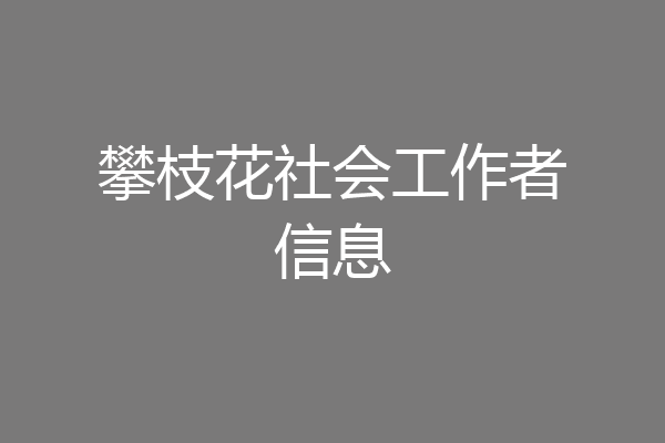 攀枝花社会工作者信息