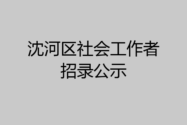 沈河区社会工作者招录公示