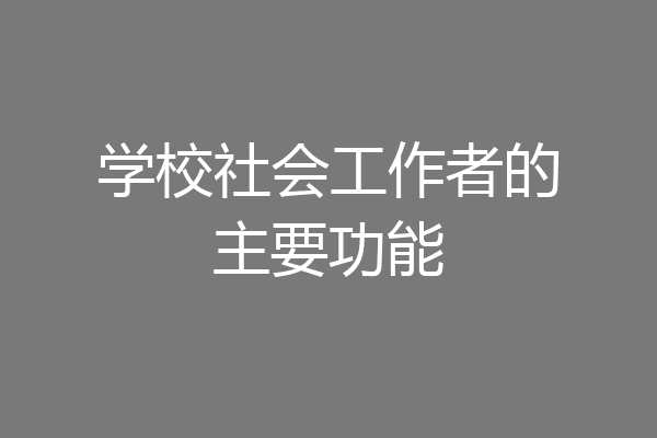 学校社会工作者的主要功能