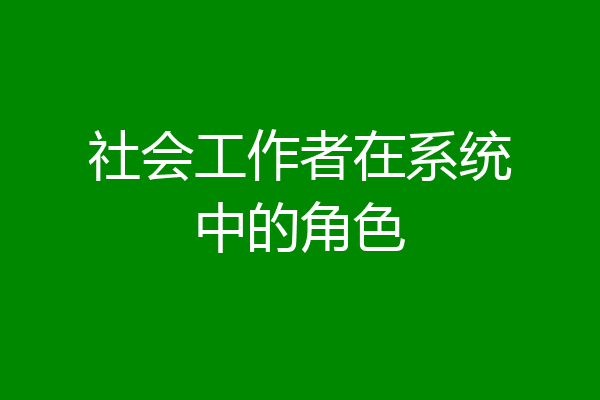 社会工作者在系统中的角色