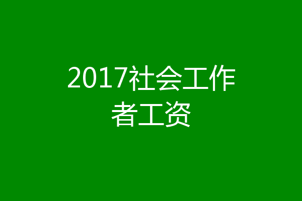 2017社会工作者工资
